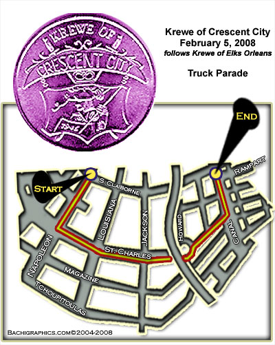 Krewe of Crescent City Route Mardi Gras New Orleans