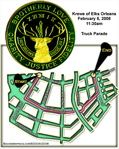Krewe of Elks Orleans Route Mardi Gras New Orleans