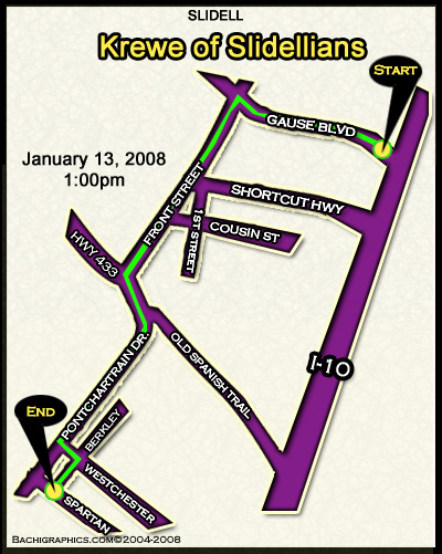 Krewe of Slidellians Route Slidell Mardi Gras